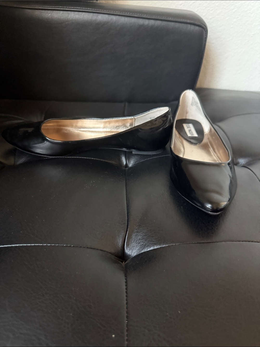 Steve Madden Ibiza Black Patent Pointed Toe Ballet Flats - 7.5